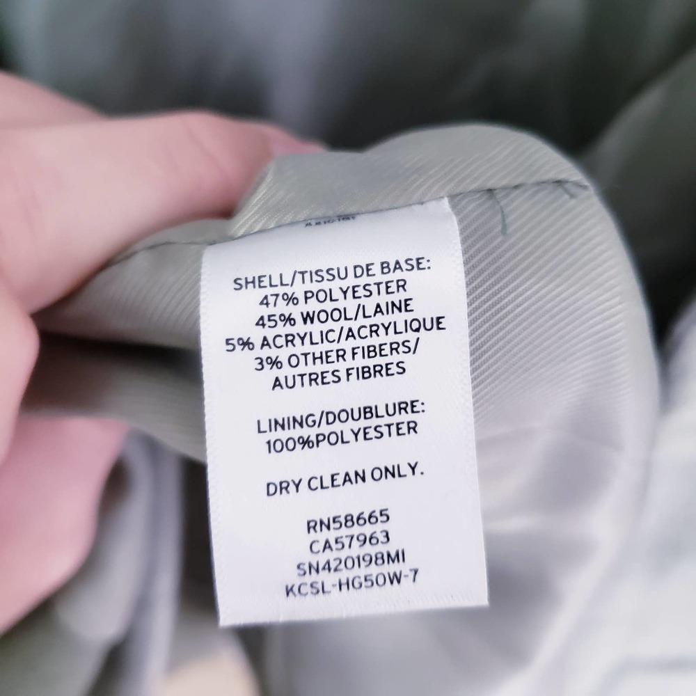 Something Navy Olive Long Wool Top Coat Large - Picture 8 of 9